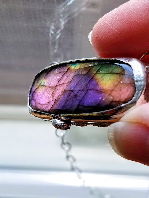 "Magical Rainbow" Sterling Silver Labradorite Necklace