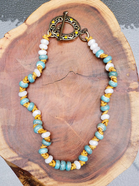 "I Want To Be A Cowgirl" Brass and Leather Necklace