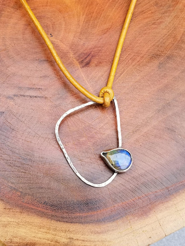 "Follow The Yellow Brick Road" Sterling Silver Leather Necklace