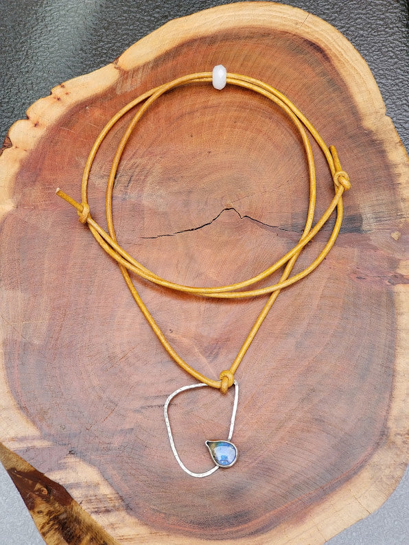 "Follow The Yellow Brick Road" Sterling Silver Leather Necklace