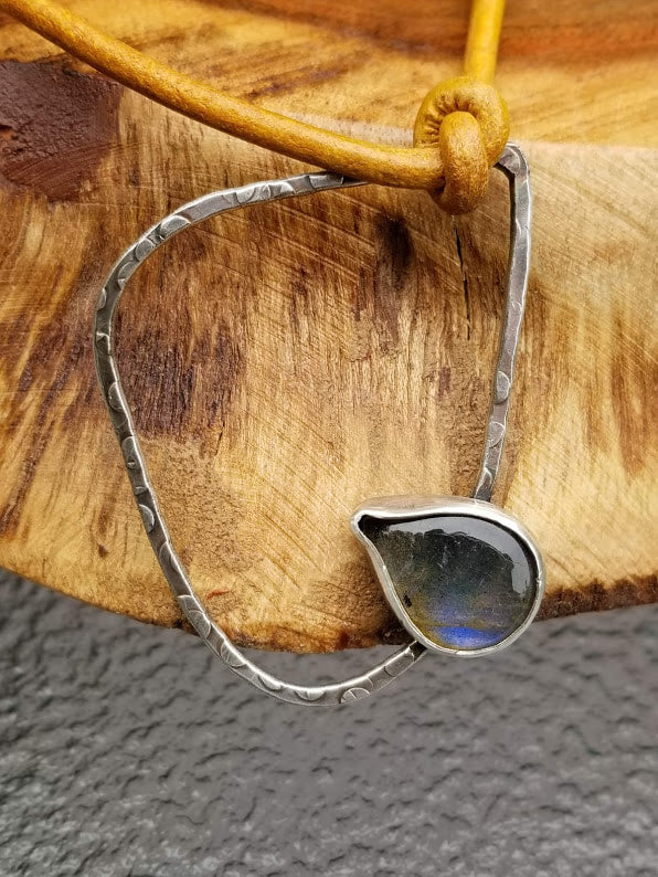 "Follow The Yellow Brick Road" Sterling Silver Leather Necklace