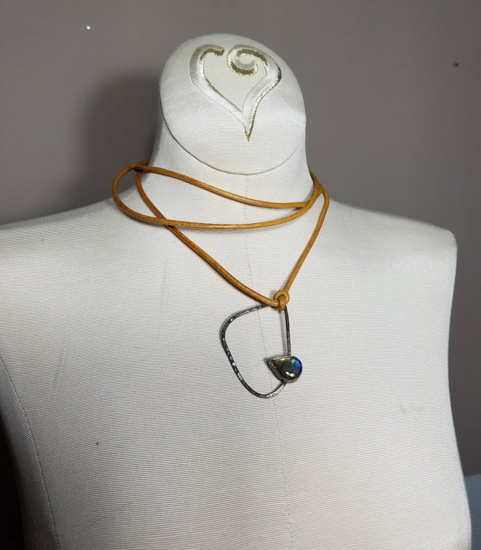 "Follow The Yellow Brick Road" Sterling Silver Leather Necklace