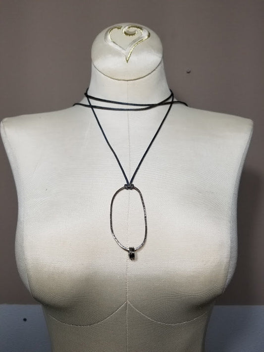 "Pairs Well With Jeans" Sterling Silver Leather Necklace