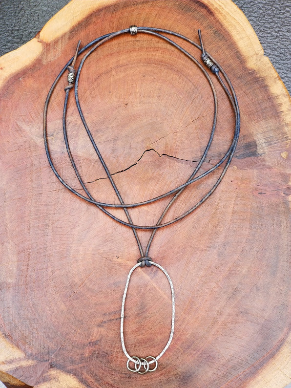 "Pairs Well With Jeans" Sterling Silver Leather Necklace