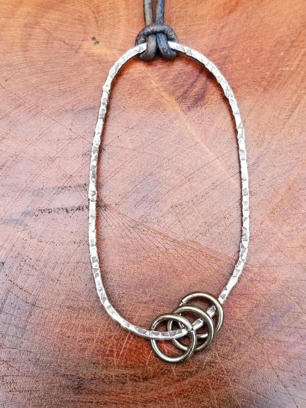 "Pairs Well With Jeans" Sterling Silver Leather Necklace