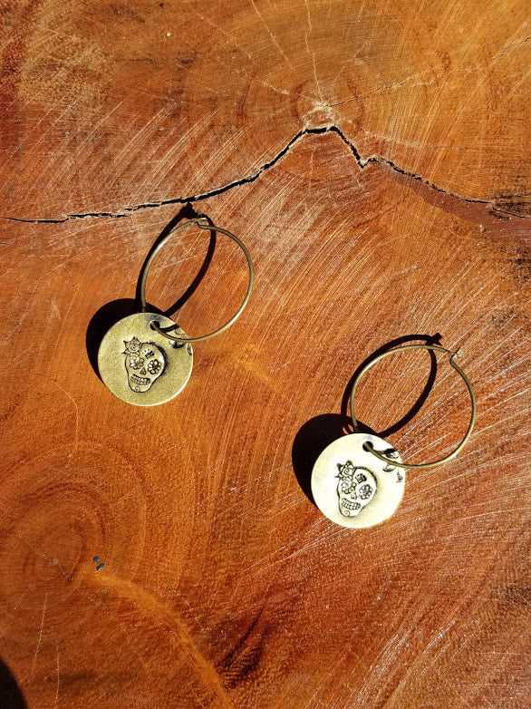 "Skully's" Halloween Brass Earrings