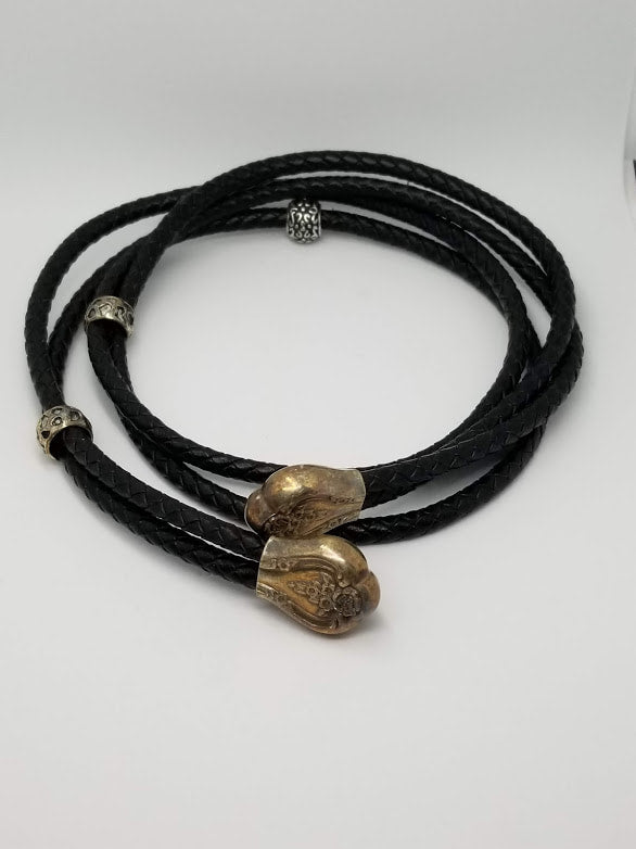 "Rope 'em Up" Black Leather Necklace