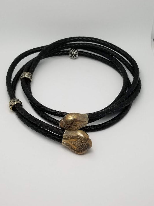"Rope 'em Up" Black Leather Necklace
