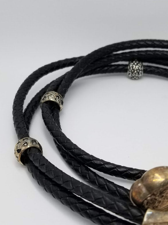 "Rope 'em Up" Black Leather Necklace
