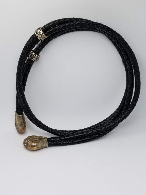"Rope 'em Up" Black Leather Necklace