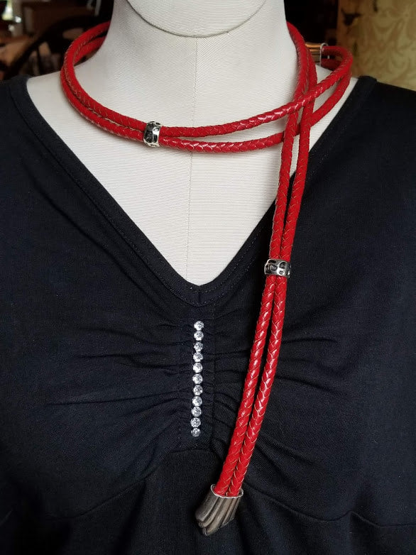 "This Ain't My First Rodeo" Red Leather Necklace