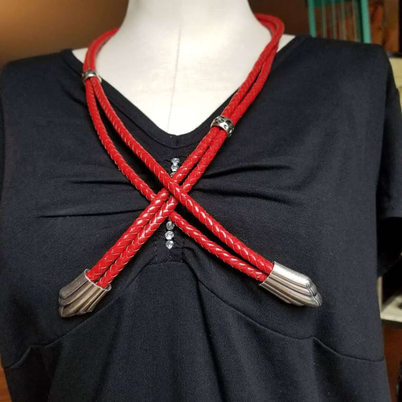 "This Ain't My First Rodeo" Red Leather Necklace