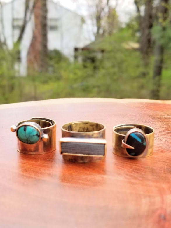 "Black Magic" Hubei Turquoise Brass Ring
