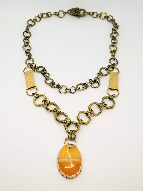 "B You" Lemon Citrine Brass Bee Necklace