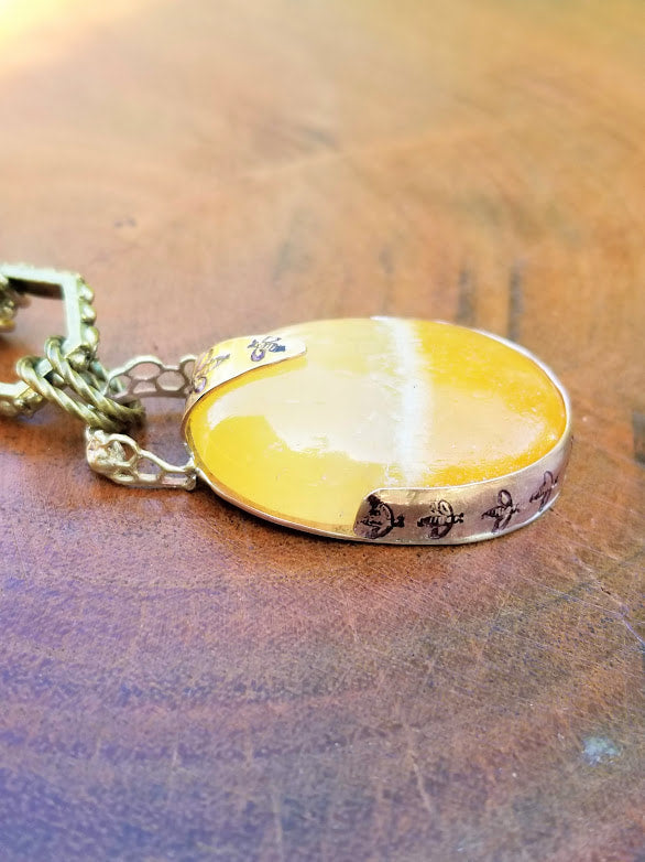 "B You" Lemon Citrine Brass Bee Necklace