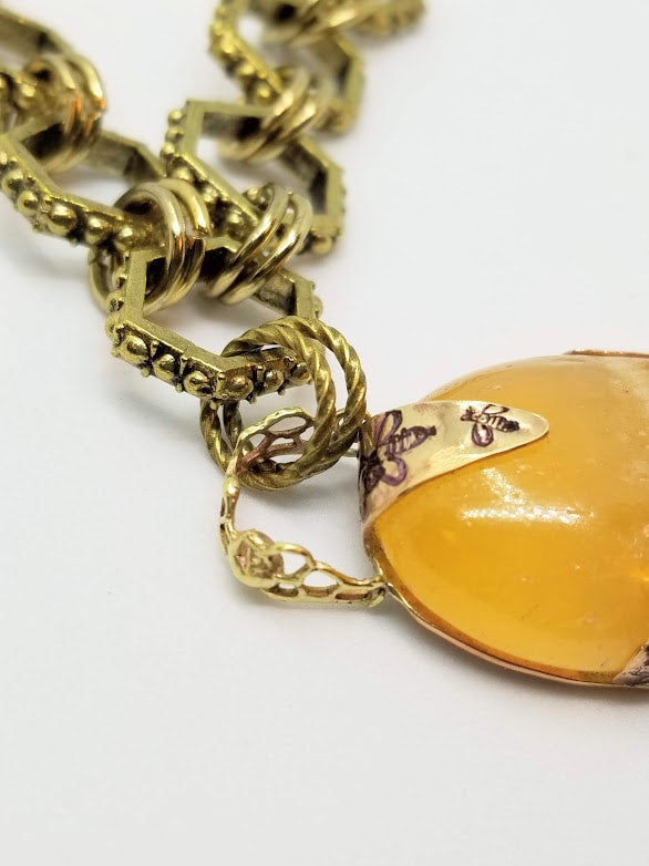 "B You" Lemon Citrine Brass Bee Necklace