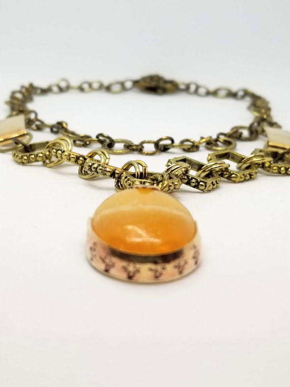 "B You" Lemon Citrine Brass Bee Necklace