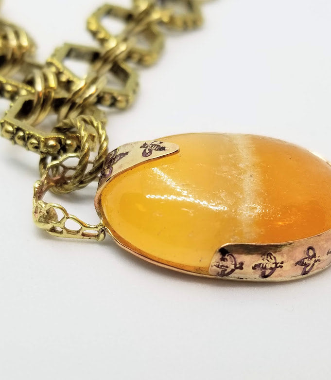 "B You" Lemon Citrine Brass Bee Necklace