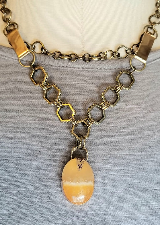 "B You" Lemon Citrine Brass Bee Necklace