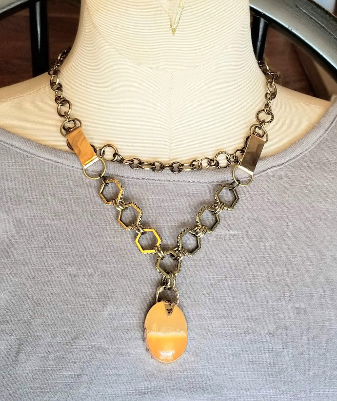 "B You" Lemon Citrine Brass Bee Necklace