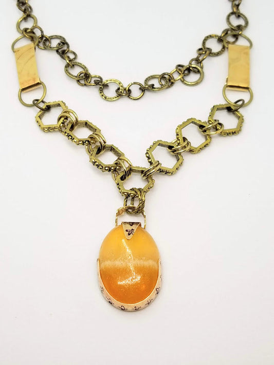 "B You" Lemon Citrine Brass Bee Necklace