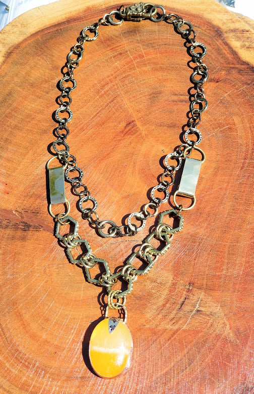 "B You" Lemon Citrine Brass Bee Necklace