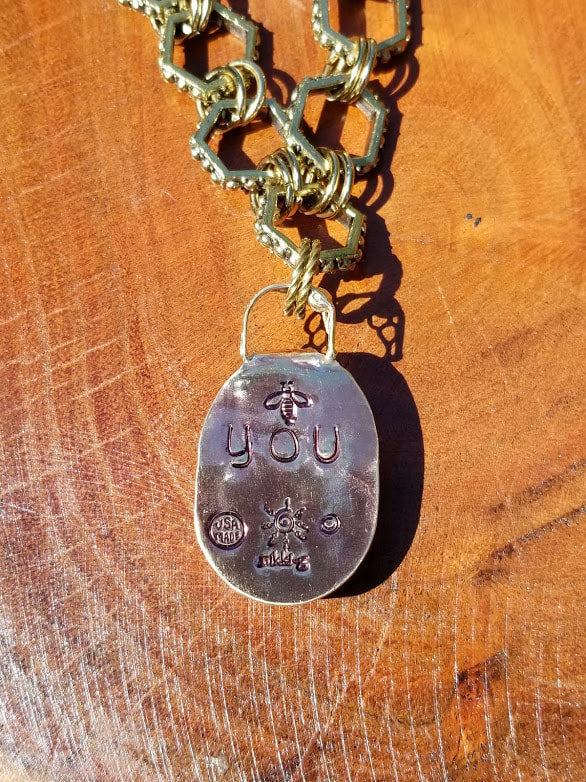 "B You" Lemon Citrine Brass Bee Necklace