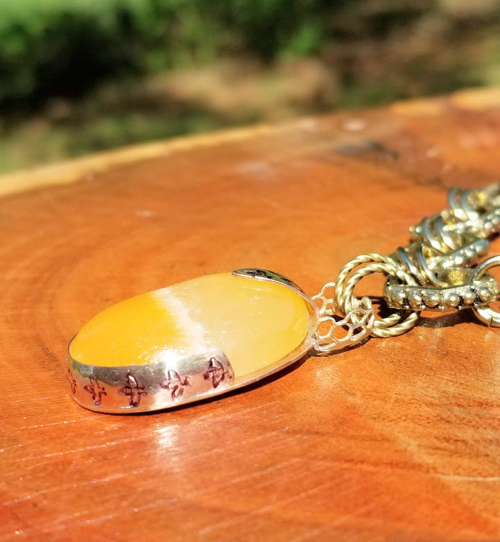 "B You" Lemon Citrine Brass Bee Necklace
