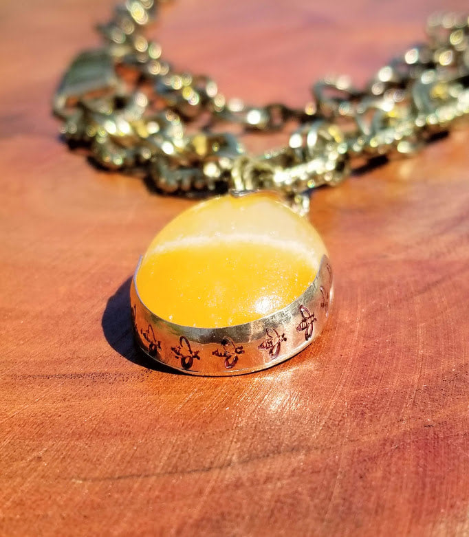 "B You" Lemon Citrine Brass Bee Necklace