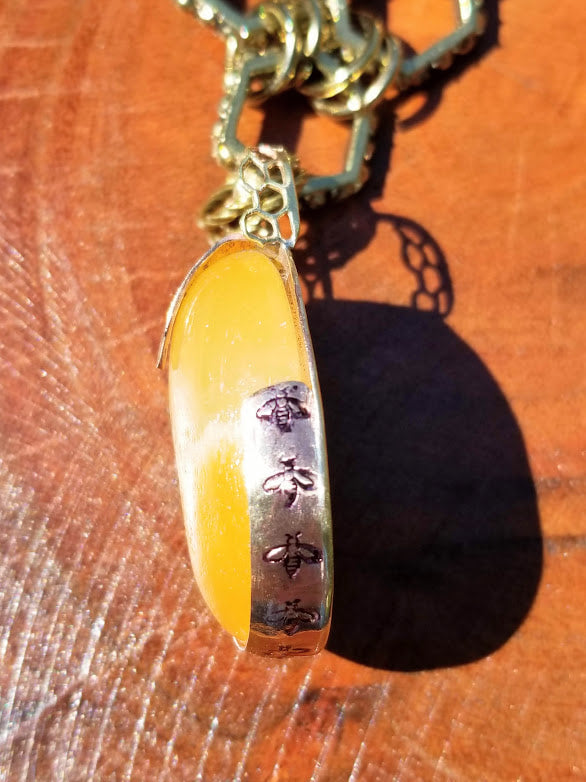 "B You" Lemon Citrine Brass Bee Necklace