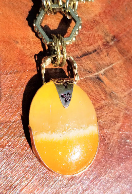 "B You" Lemon Citrine Brass Bee Necklace