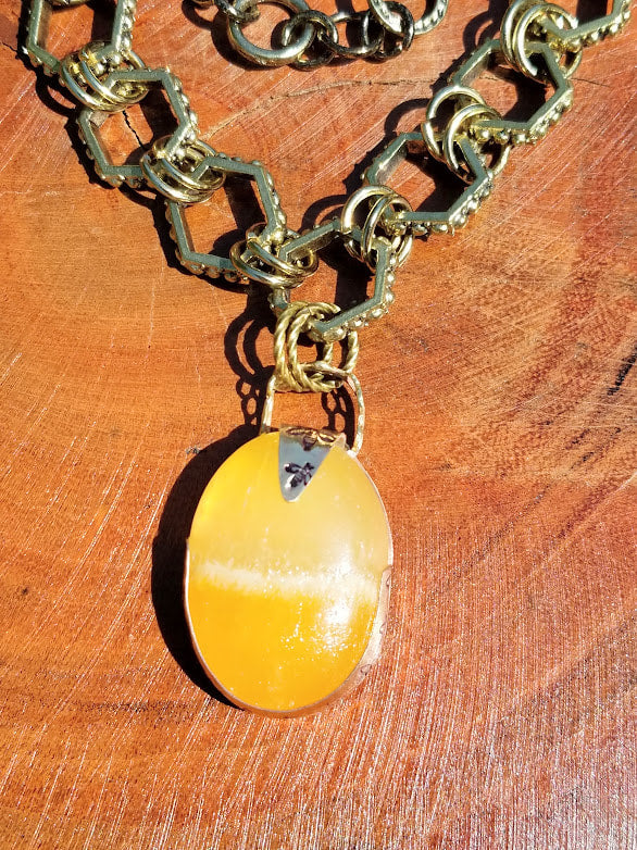 "B You" Lemon Citrine Brass Bee Necklace