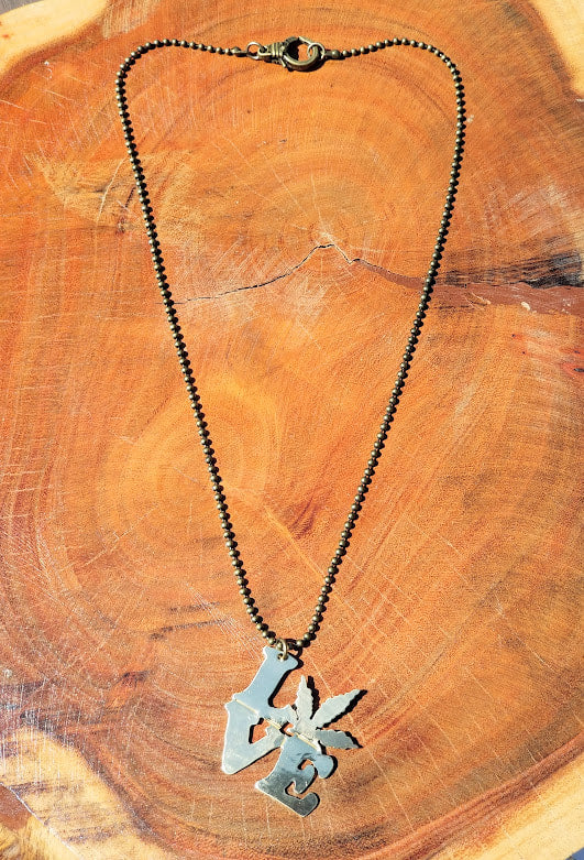 "LOVE" Hemp Brass Necklace