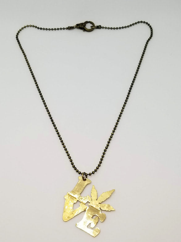"LOVE" Hemp Brass Necklace