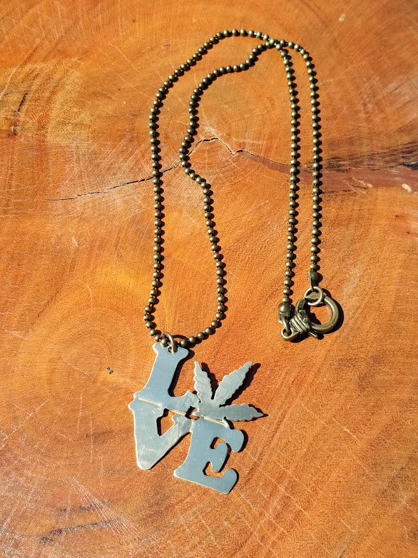 "LOVE" Hemp Brass Necklace