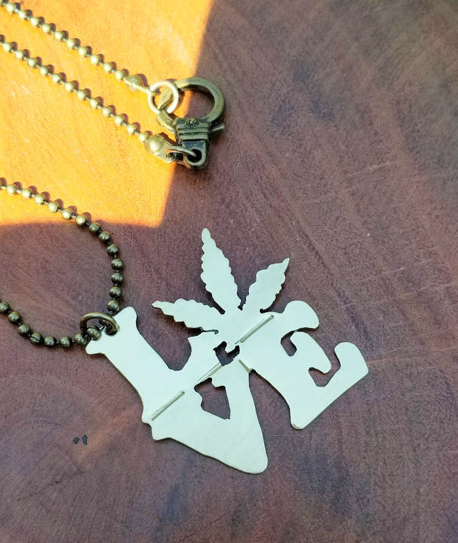 "LOVE" Hemp Brass Necklace