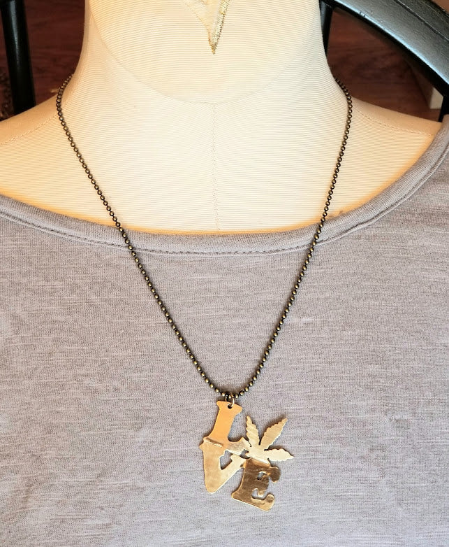 "LOVE" Hemp Brass Necklace
