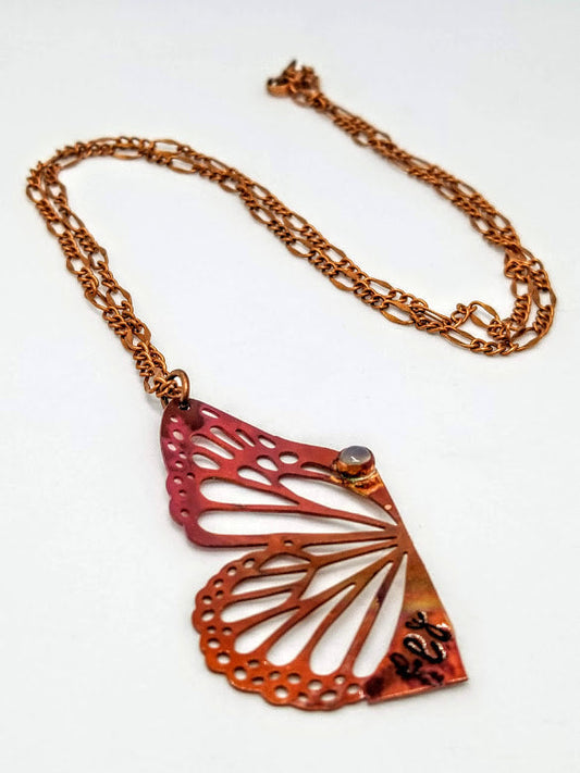 "Fly" Labradorite Butterfly Wing Copper Necklace