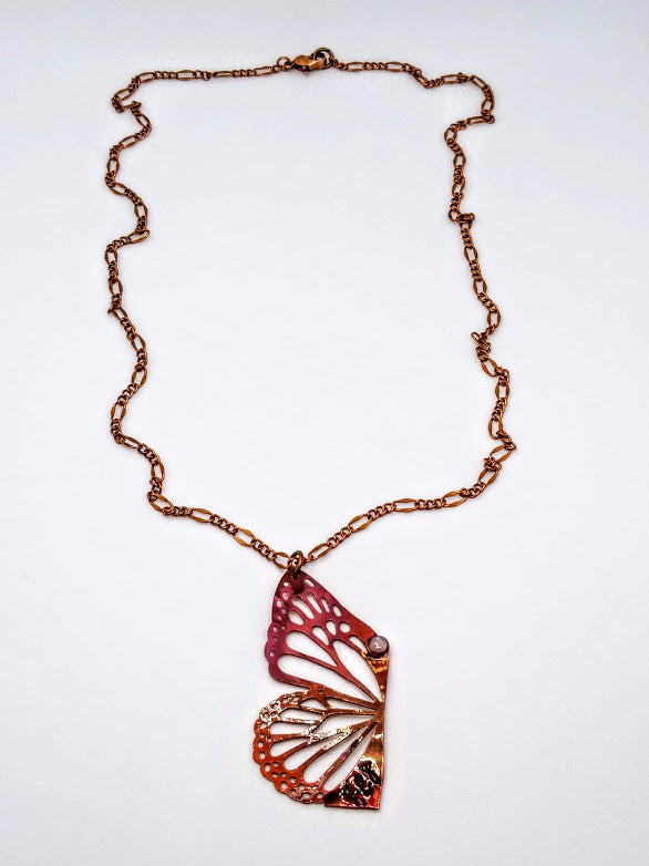 "Fly" Labradorite Butterfly Wing Copper Necklace