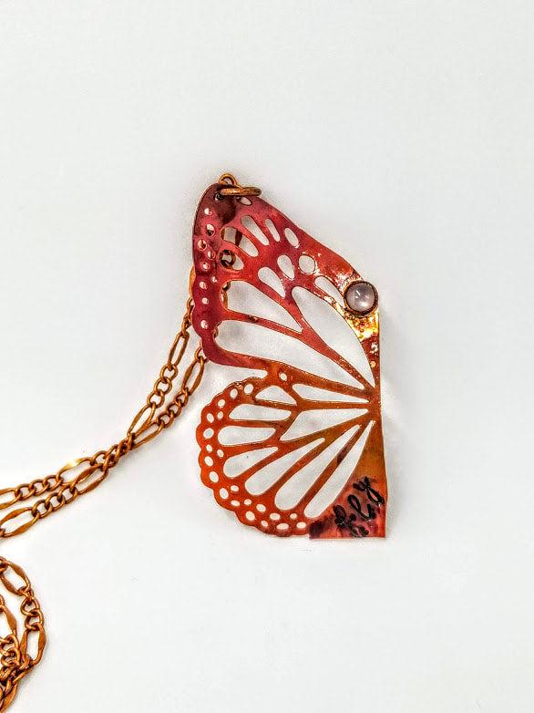 "Fly" Labradorite Butterfly Wing Copper Necklace