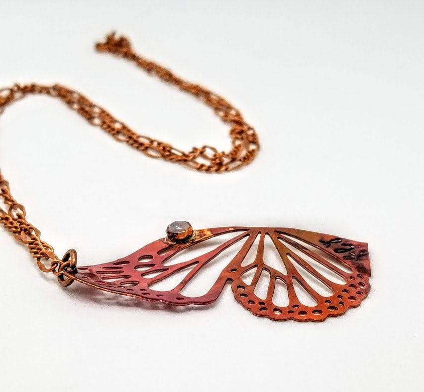 "Fly" Labradorite Butterfly Wing Copper Necklace