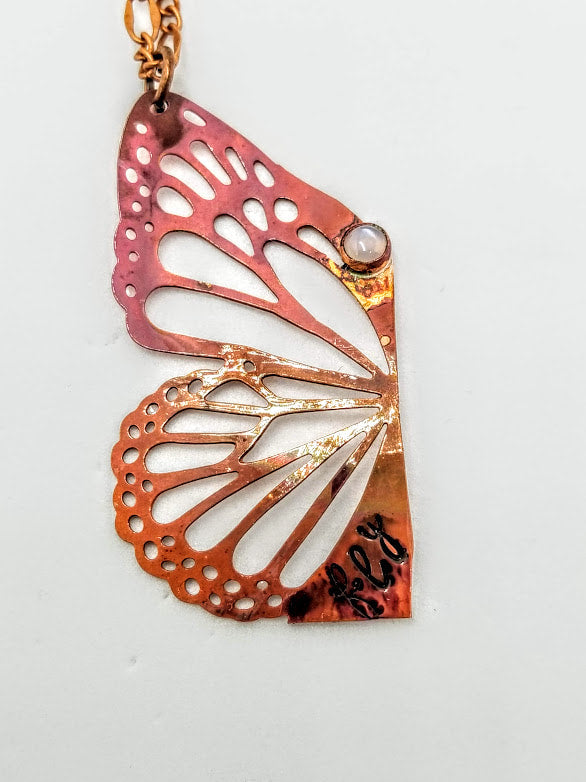 "Fly" Labradorite Butterfly Wing Copper Necklace