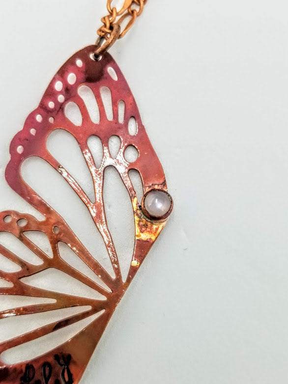 "Fly" Labradorite Butterfly Wing Copper Necklace