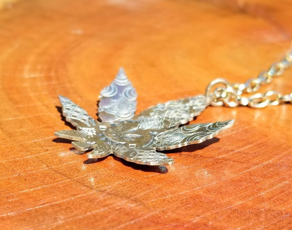 "Hemp-alicious" Brass Pot Leaf Necklace