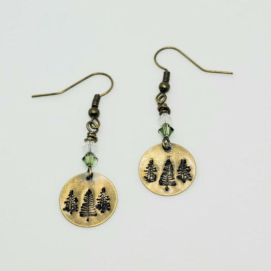 "Evergreen Bliss" Brass Earrings