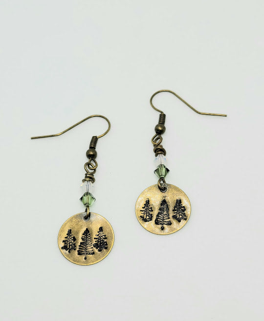 "Evergreen Bliss" Brass Earrings