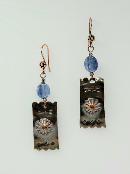 "Boho Coolness" Kyanite Copper Earrings