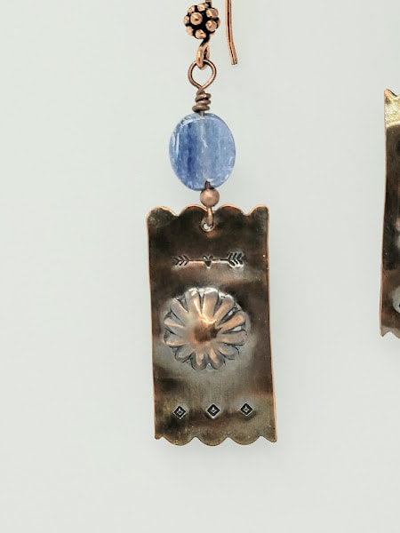 "Boho Coolness" Kyanite Copper Earrings