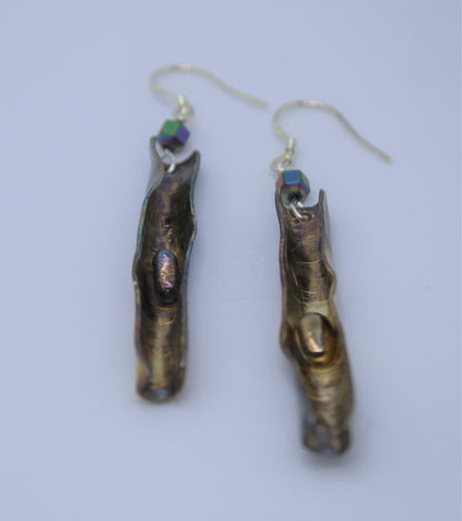 "Curvy" Sterling Silver Hematite Earrings