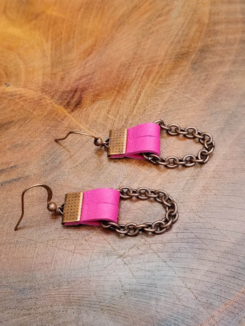 "Funky Fuchsia" Copper Earrings